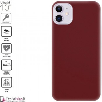Silikoninis 1mm. storio dėklas - bordo spalvos (telefonui Iphone 11)